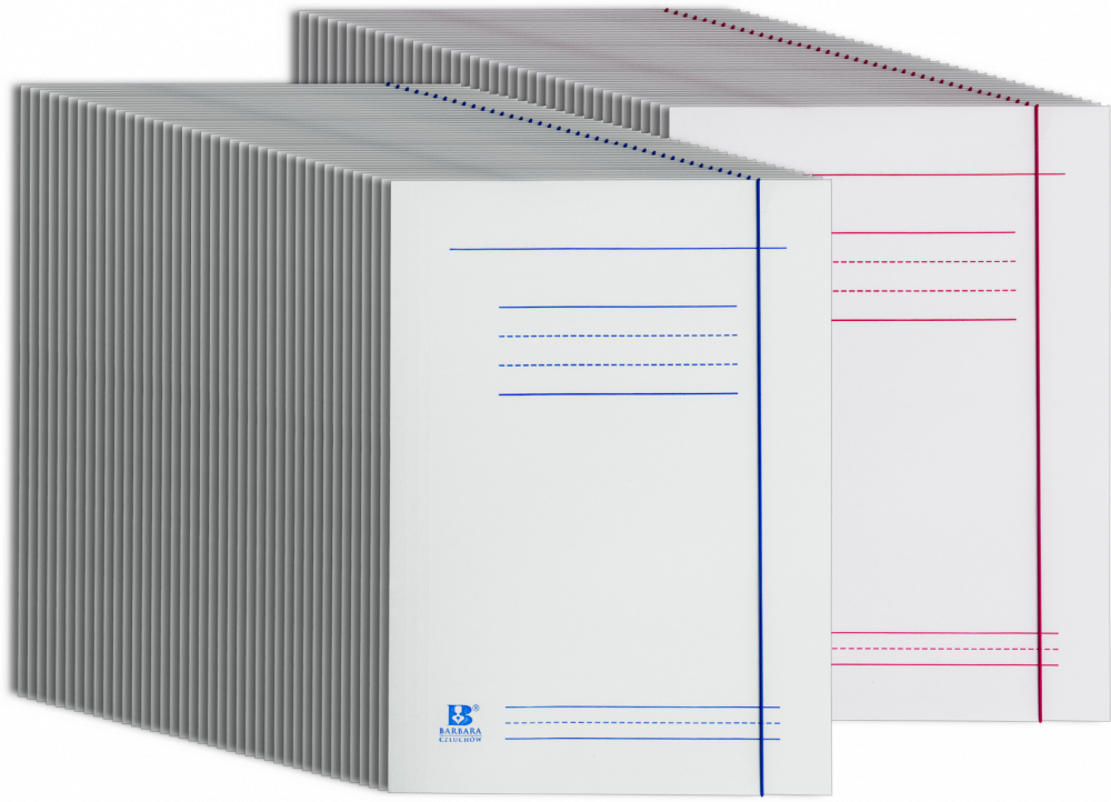 50x Teczka tekturowa z gumką Barbara, A4, 350g, biały