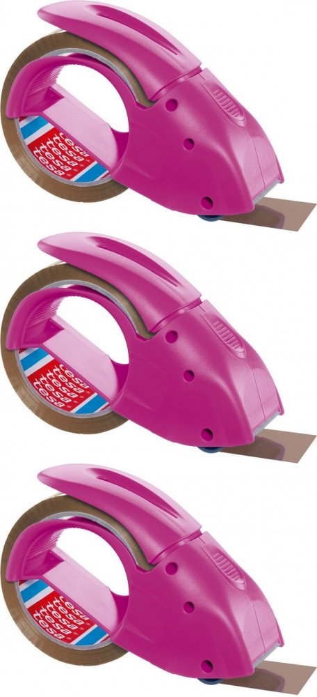3x Dyspenser do taśmy pakowej Tesa Pack'n'go + taśma 48mmx50m, różowy