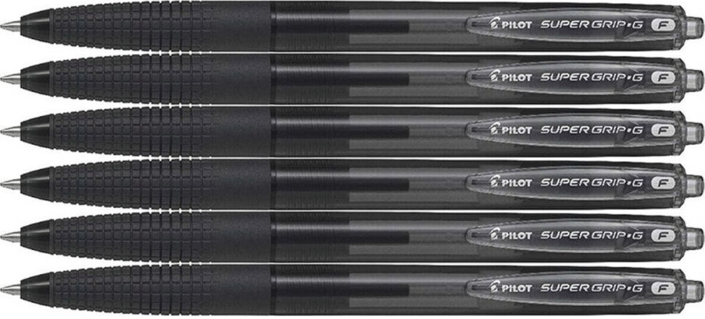 6x Długopis automatyczny Pilot, Super Grip G, 0.7mm, czarny