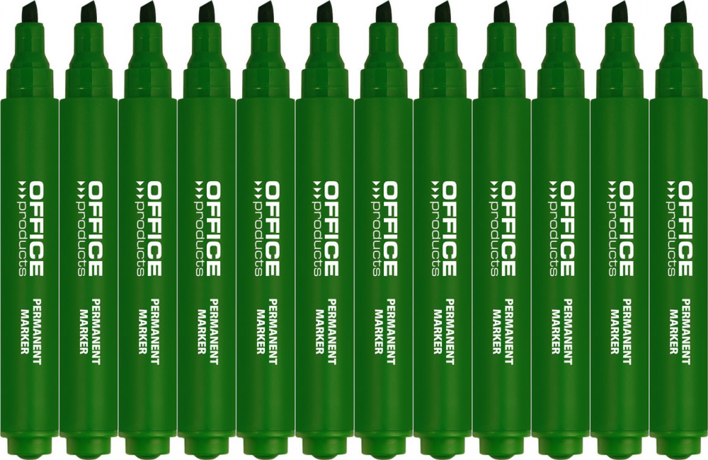 12x Marker permanentny Office Products, ścięta, 5mm, zielony