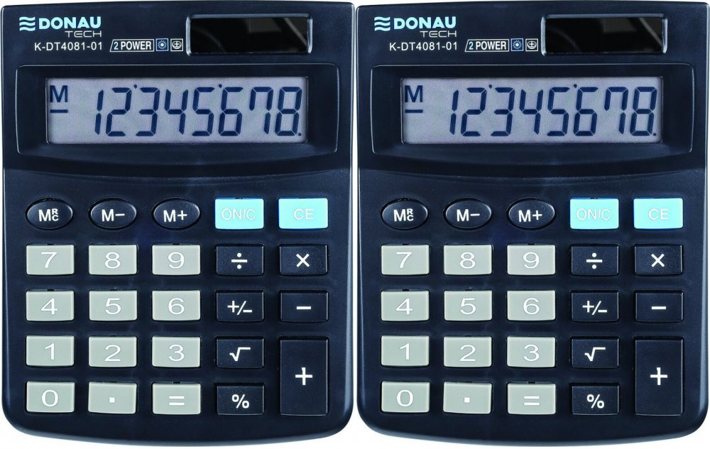 2x Kalkulator biurowy Donau Tech, 8-cyfr, czarny