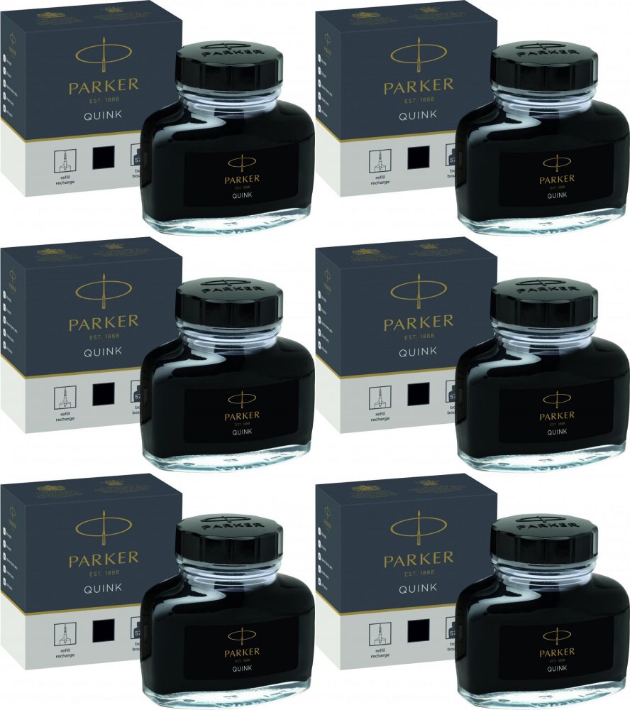 6x Atrament do pióra wiecznego Parker, 57ml, czarny