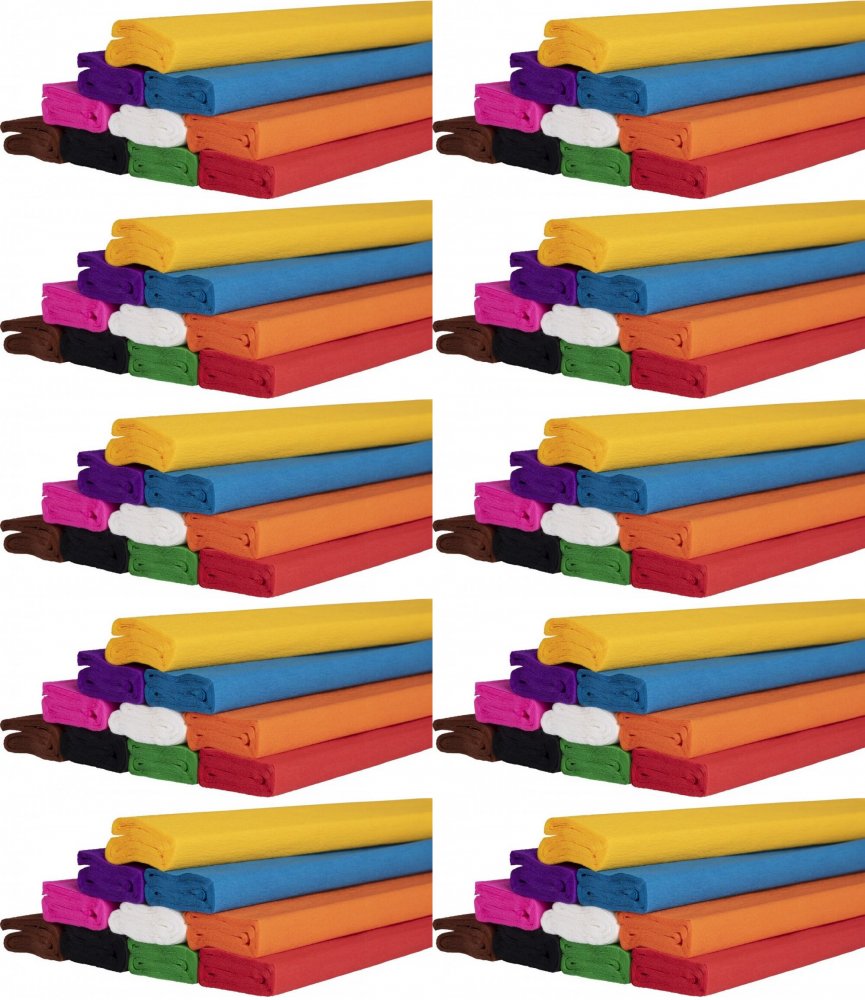 10x Bibuła marszczona Happy Color MIX A, 25x200cm, 10 sztuk, mix kolorów