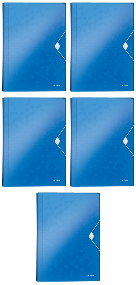 5x Teczka z przegródkami Leitz Wow, A4, 6 przegródek, niebieski