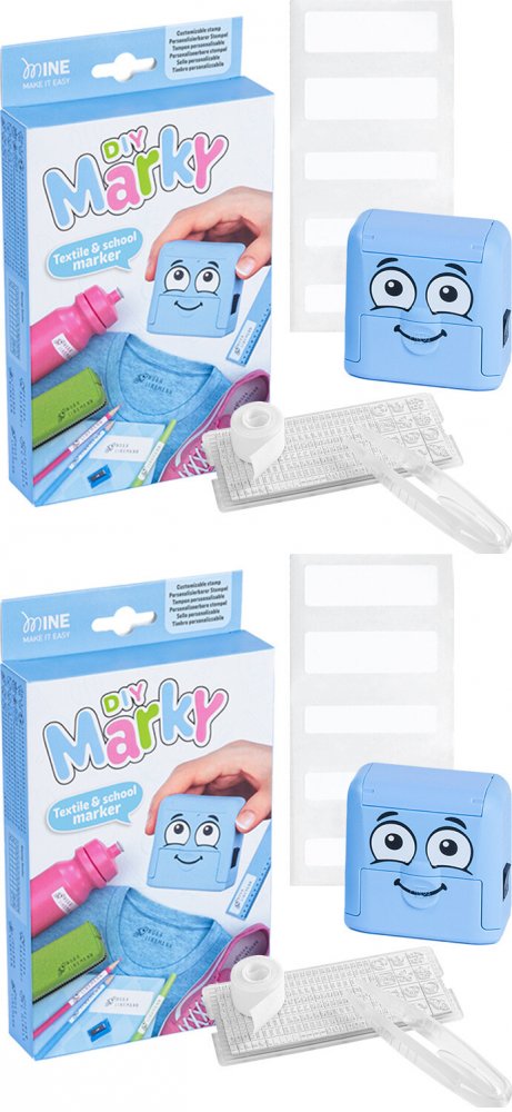 2x Pieczątka do ubrań Colop DIY MARKY 20, obudowa niebieska, wkład czarny