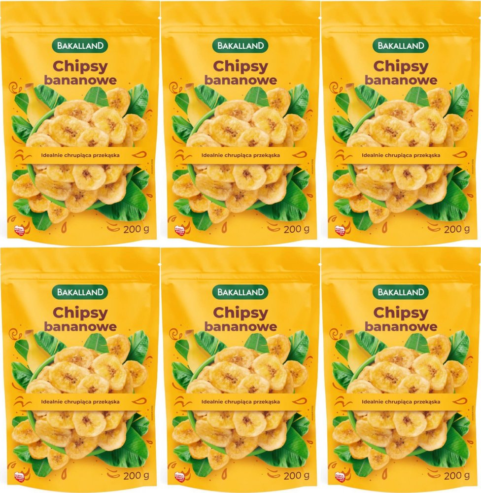 6x Chipsy bananowe Bakalland, 200g