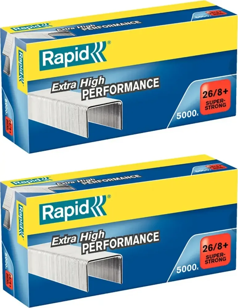 2x Zszywki Rapid Super Strong, 26/8+ 5M, 5000 sztuk, srebrny