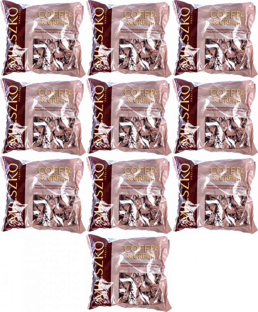 10x Praliny Mieszko Klejnoty Coffee&Cream, czekoladowy z nadzieniem kawa i śmietanka, 1kg