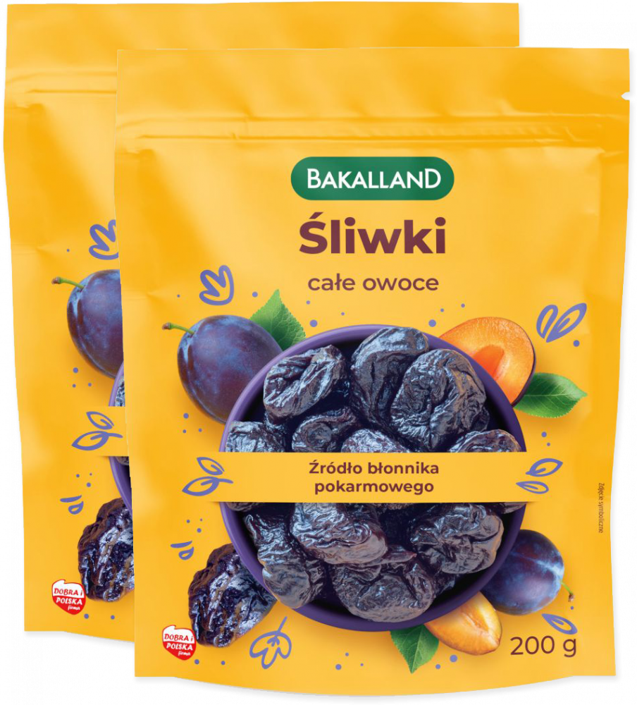 2x Śliwki suszone całe owoce Bakalland, 200g