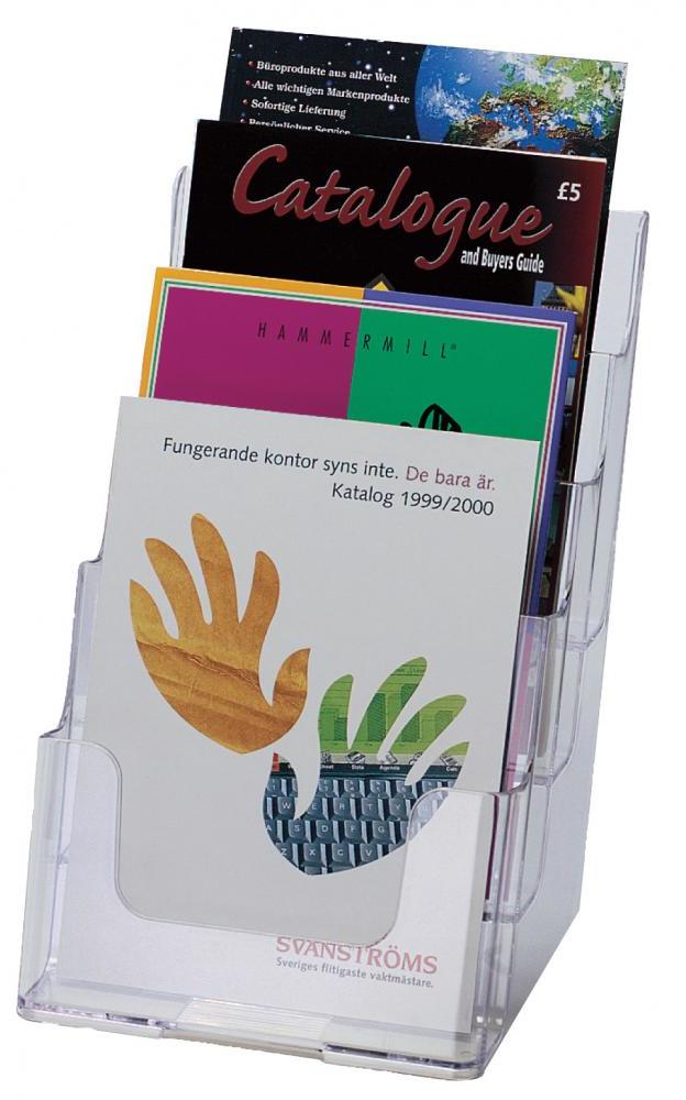 Stojak na prospekty Viking, A5, 4 kieszenie, przeroczysty