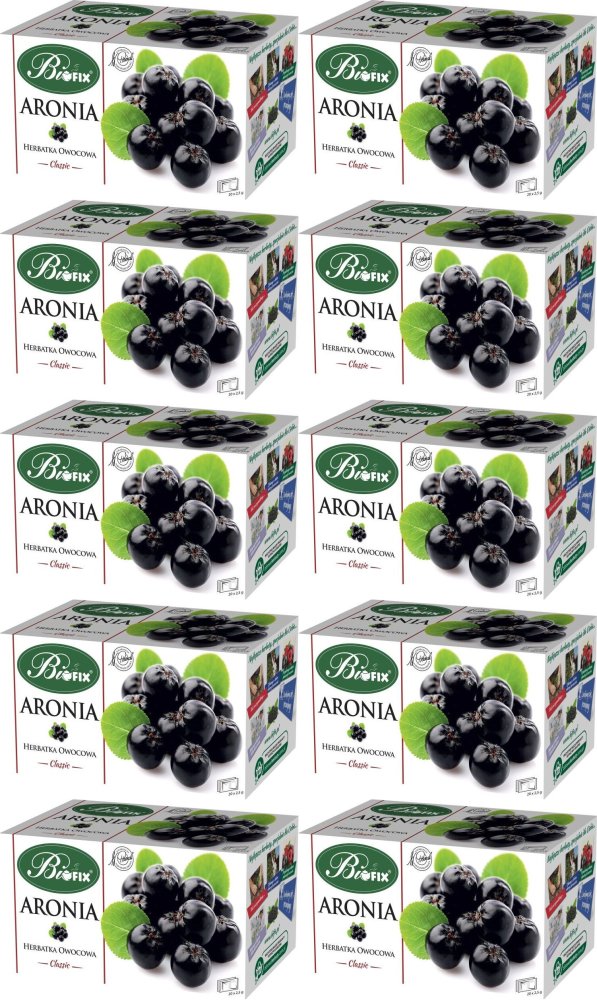 10x Herbata owocowa w torebkach BiFix Classic, aronia, 20 sztuk x 2.5g