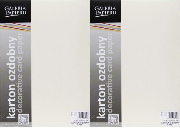 2x Karton ozdobny Galeria Papieru A4, 240g/m2, 20 arkuszy, kremowy