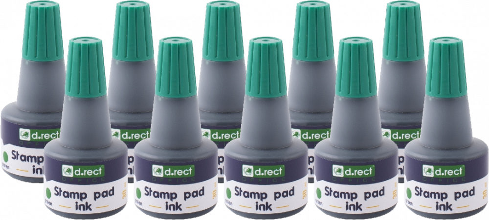 10x Tusz do stempli D.Rect, 30ml, zielony