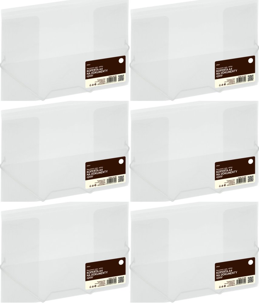 6x Teczka plastikowa z gumką Grand ZP-041, A4, biały