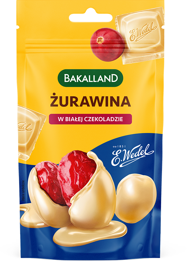 Outlet: WAŻNY DO 2025-11-30 Żurawina Bakalland w białej czekoladzie Wedel, 74g