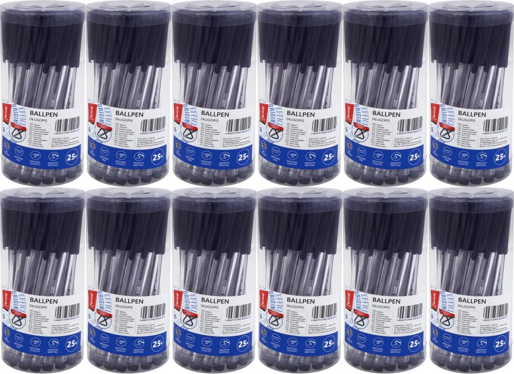 12x Długopis biurowy MemoBe, 1mm, 25 sztuk, czarny