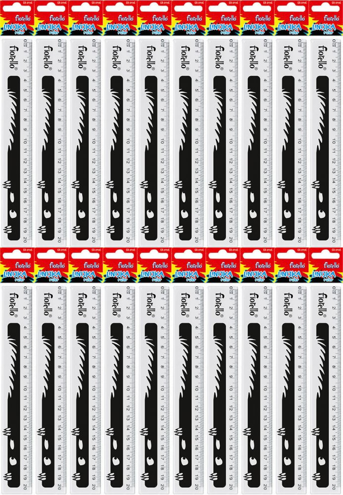 20x Linijka plastikowa Fiorello GR-896E, 20cm, transparentny