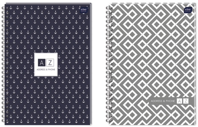 2x Skorowidz Interdruk, A5, na spirali, 96 kartek, mix wzorów