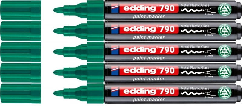 5x Marker olejowy edding e-790 PCR, okrągła, 2-3 mm, zielony