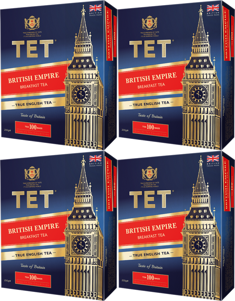 4x Herbata czarna w torebkach Tet The British Empire, 100 x 2g
