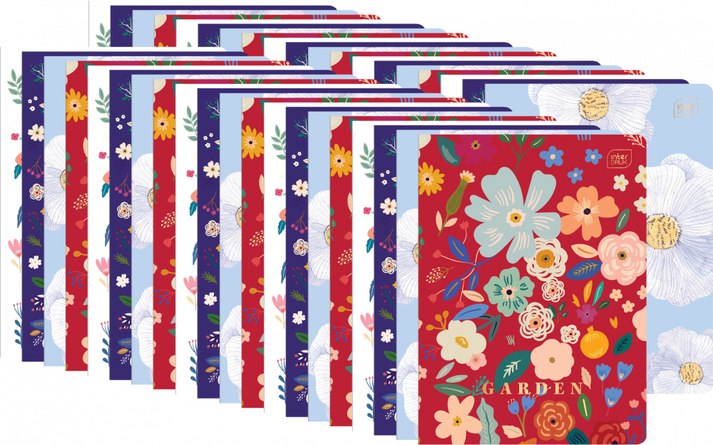 60x Zeszyt w kratkę Interdruk HS garden, A5, 96 kartek, mix wzorów