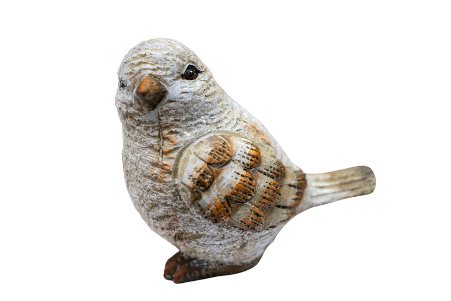 Beżowy ptaszek dekoracyjny z tworzywa 13,5 cm