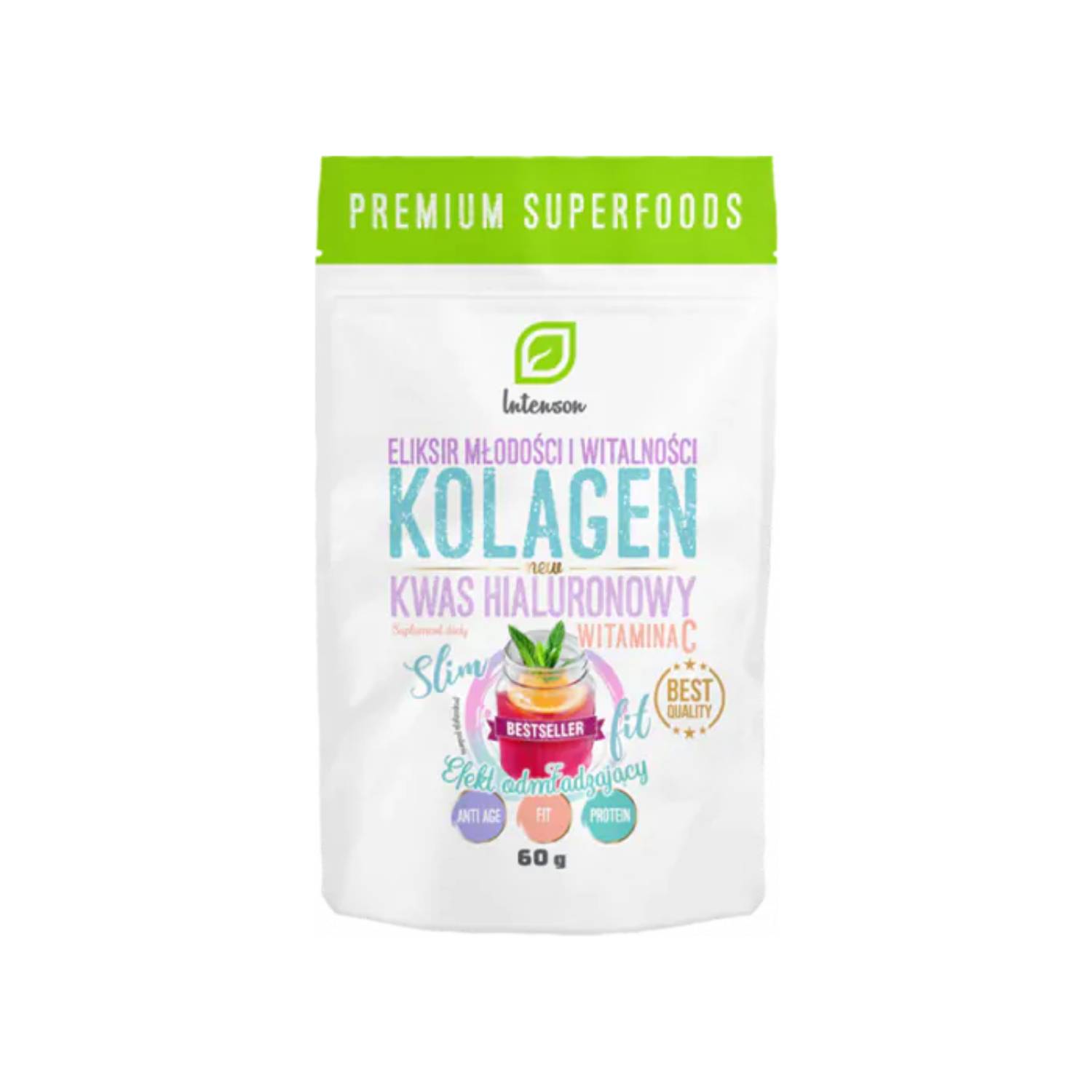 Intenson kolagen z witaminą c i kwasem hialuronowym, 60 g