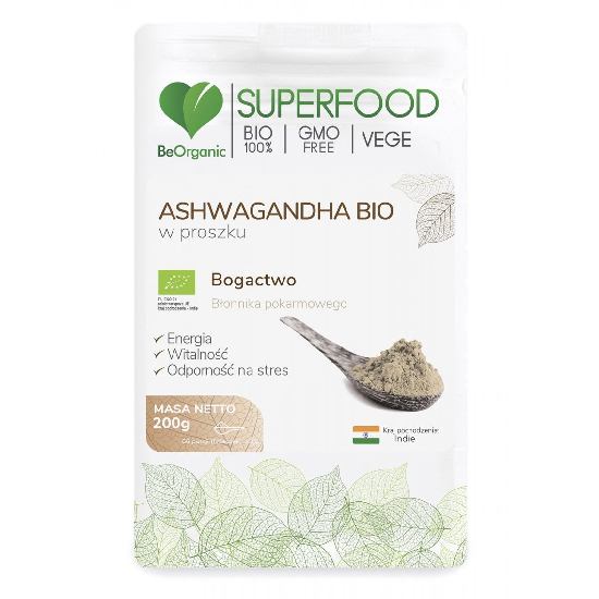 Beorganic ashwagandha bio w proszku, 200 g (data ważności: 06.04.2026)