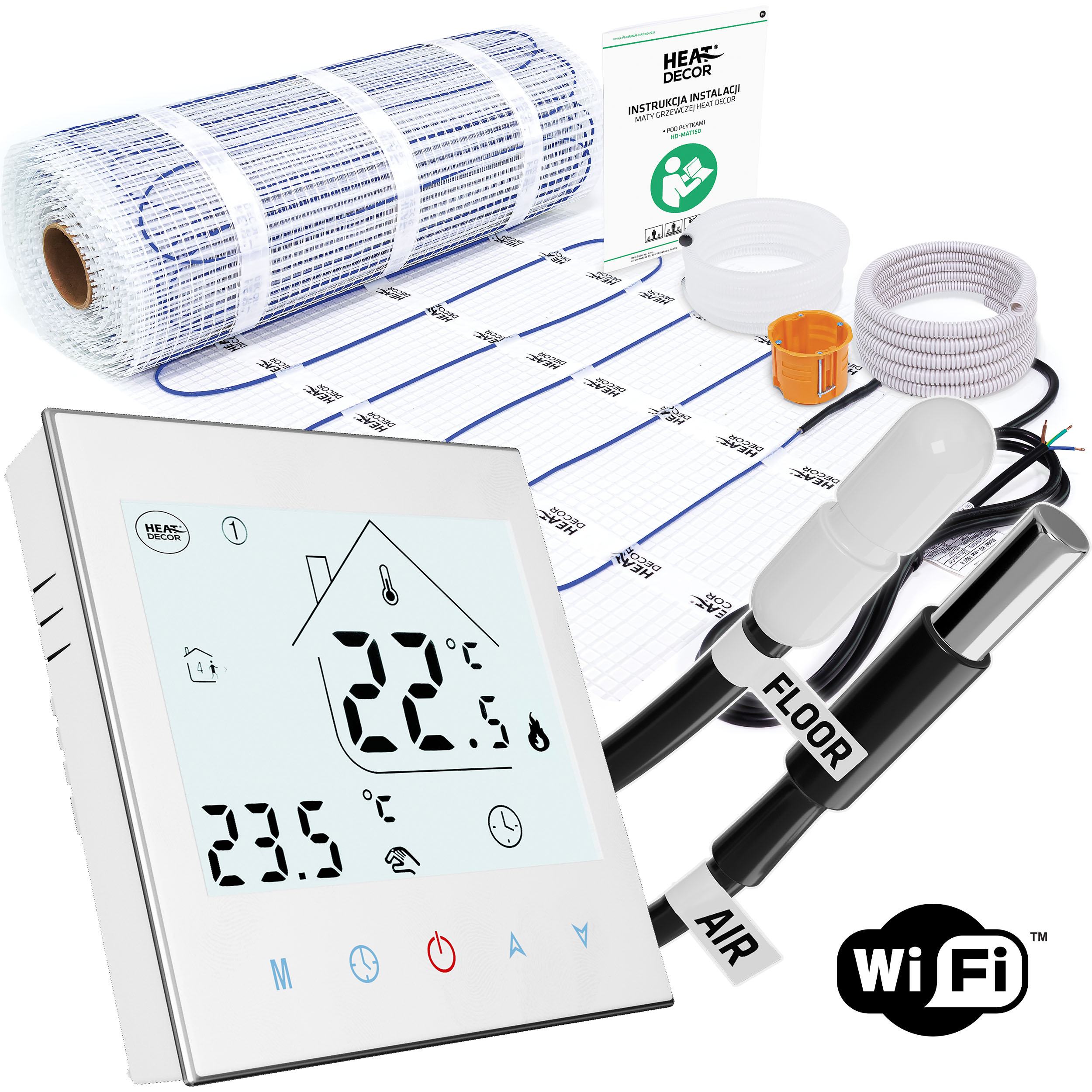 Heat Decor HD-MAT150 mata grzewcza z termoregulatorem 10 m2 150 W/m2 Z/HD-mat150/10.0/T1000.WIFI.S.W - Wysyłka w 24h
