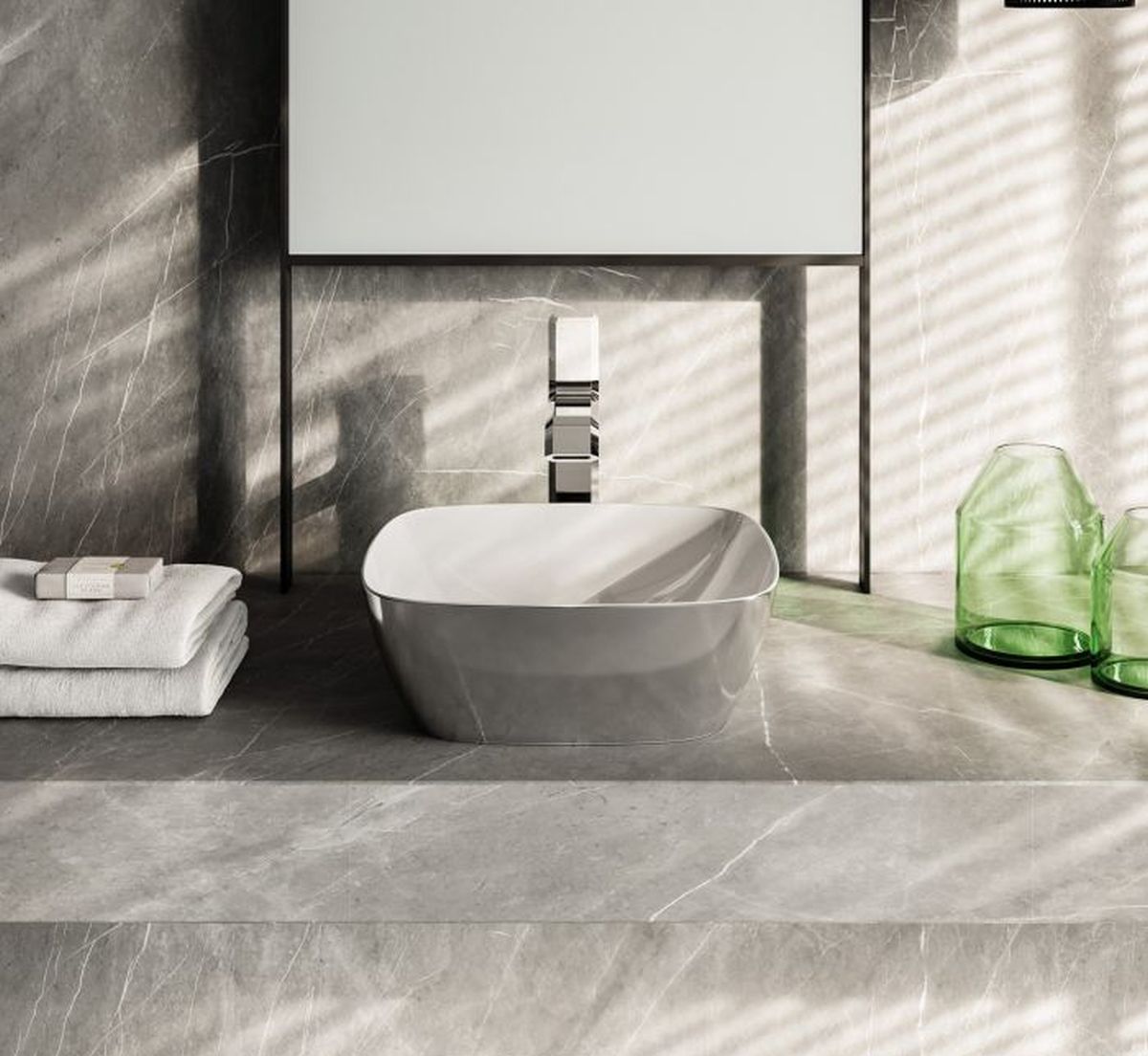 Catalano Green umywalka 40x40 cm kwadratowa nablatowa biała-srebrna 0622400041