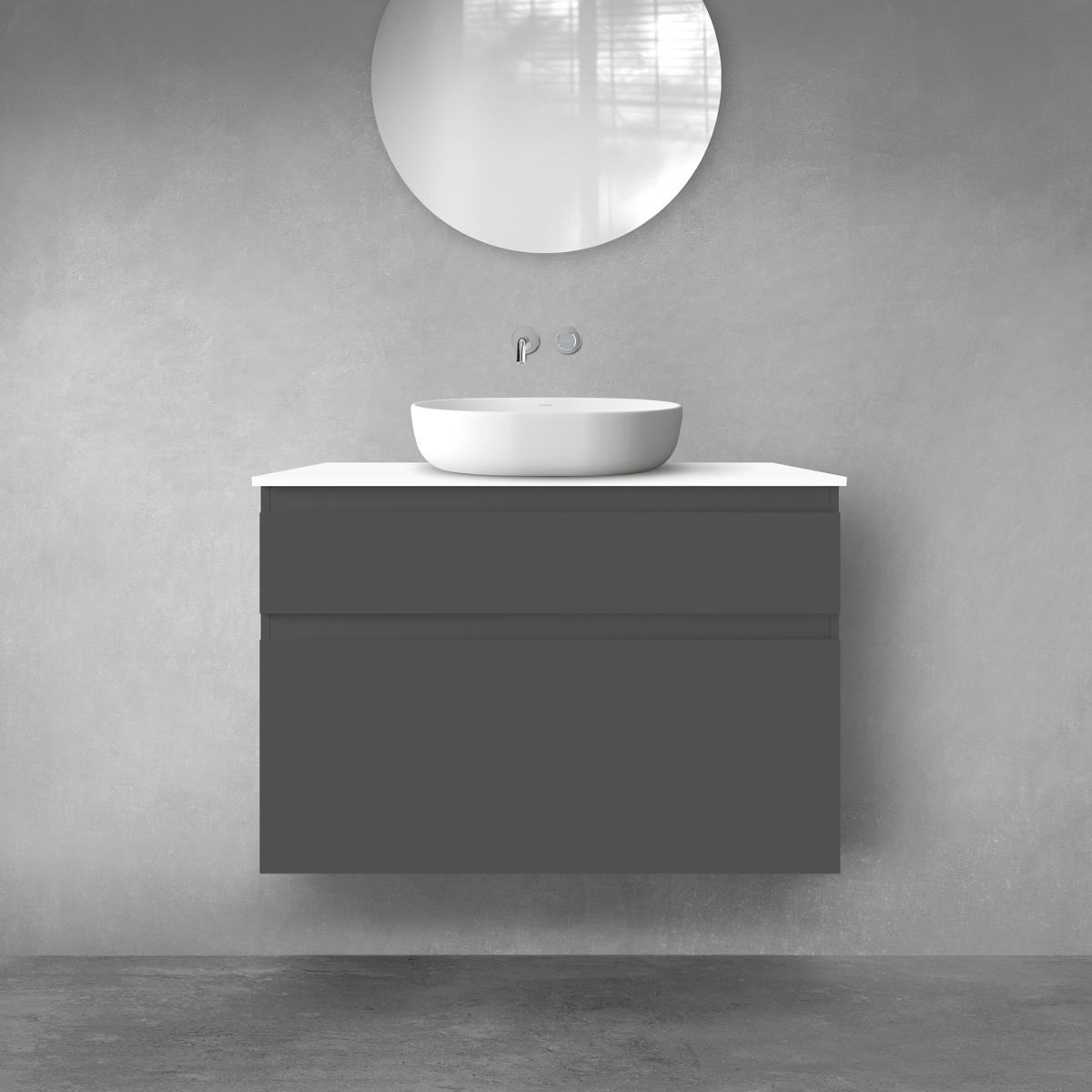 Oltens Vernal zestaw mebli łazienkowych 100 cm z blatem grafit mat/biały połysk 68228400 - Wysyłka w 24h