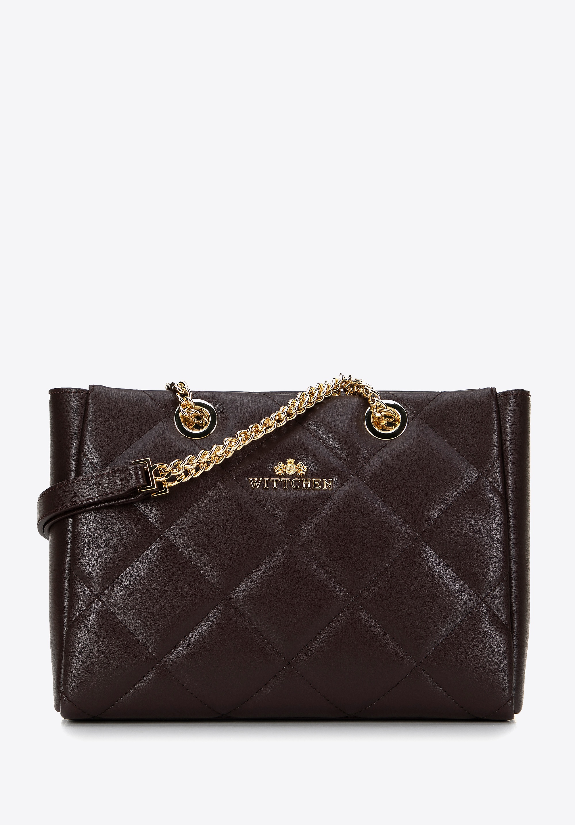 Damska torebka skórzana na ramię w pikowanie brązowa