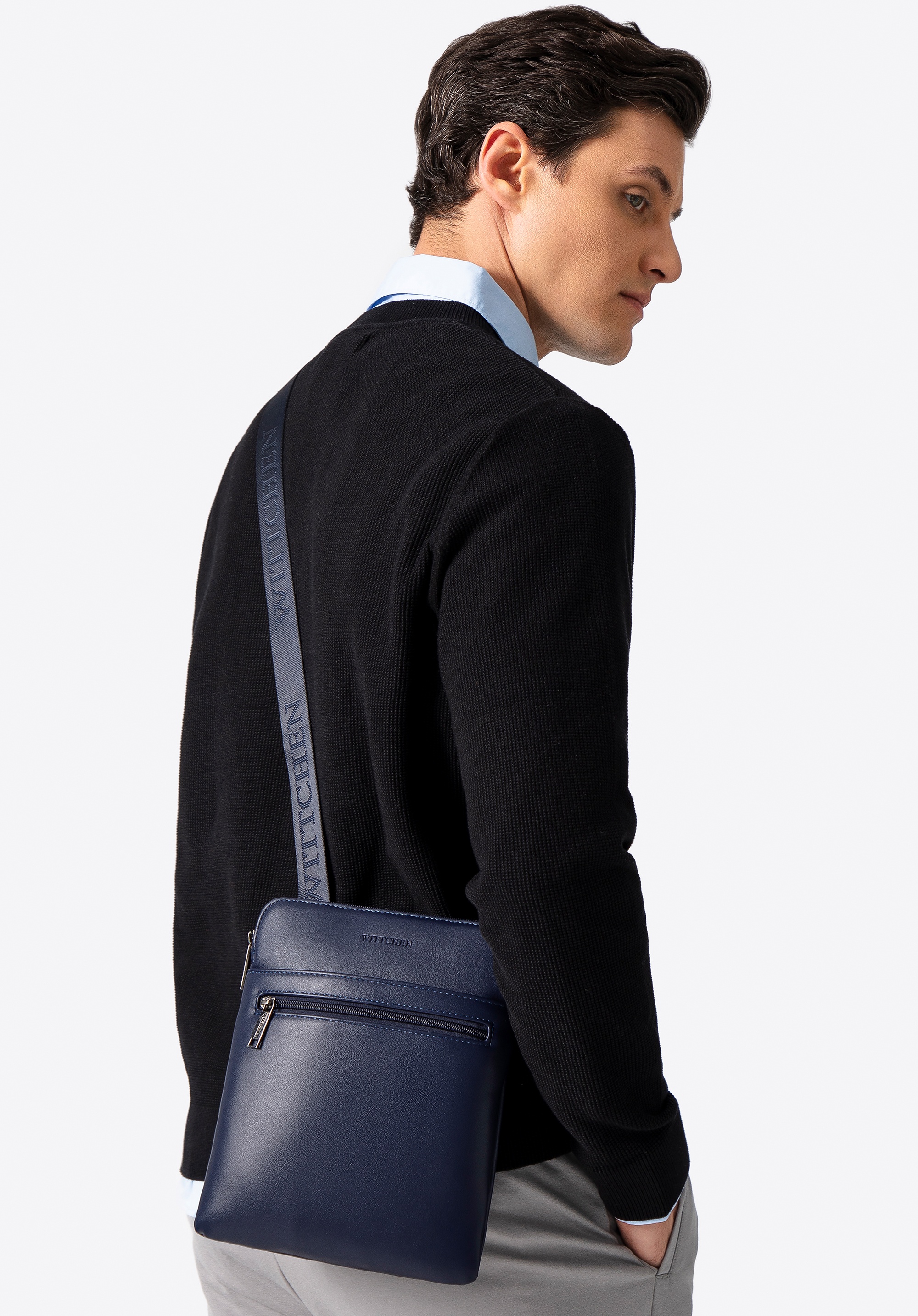 Męska listonoszka z imitacji skóry granatowa