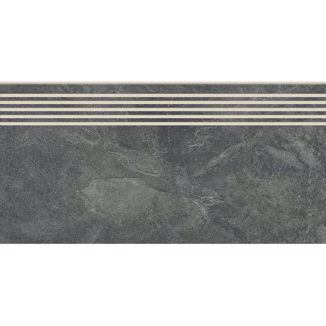 Gres szkliwiony stopnica QUEENS graphite mat 29,8x59,8 gat. I Cersani