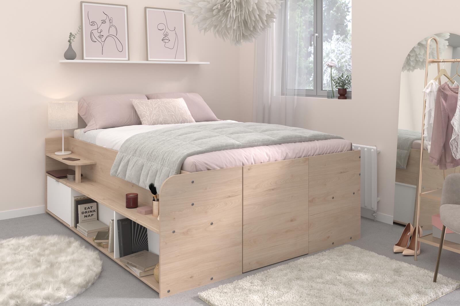 Łóżko ze schowkiem Travel białe