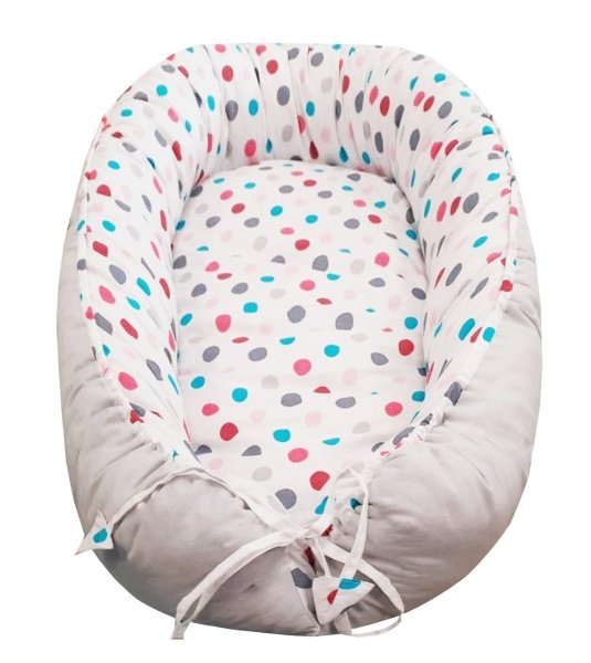 Otulacz kokon dla niemowląt wz. Szary/Groszki