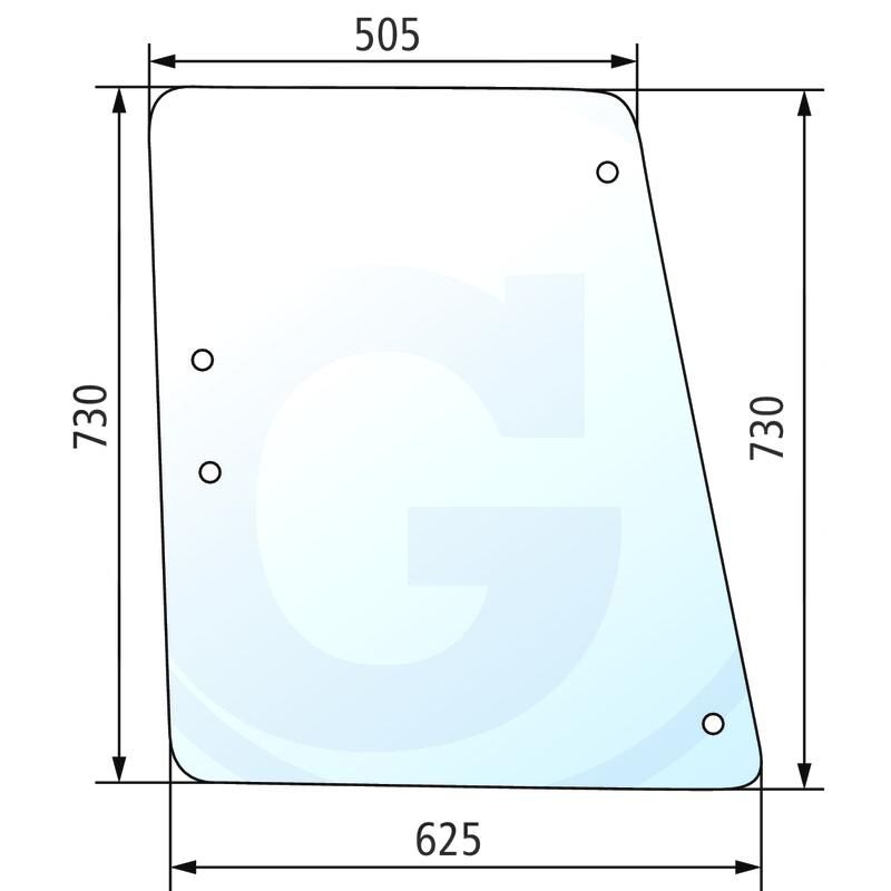 Szyba boczna prawa i lewa, 4-otw. John Deere 1850 2650 L61159