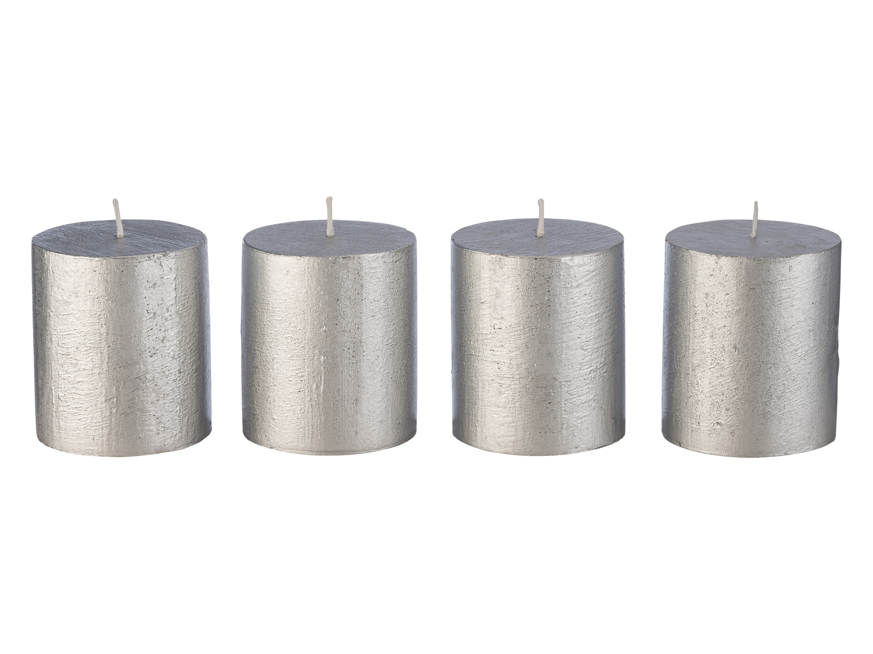 Livarno home Świeczki w stylu rustykalnym, 4 sztuki Srebrny