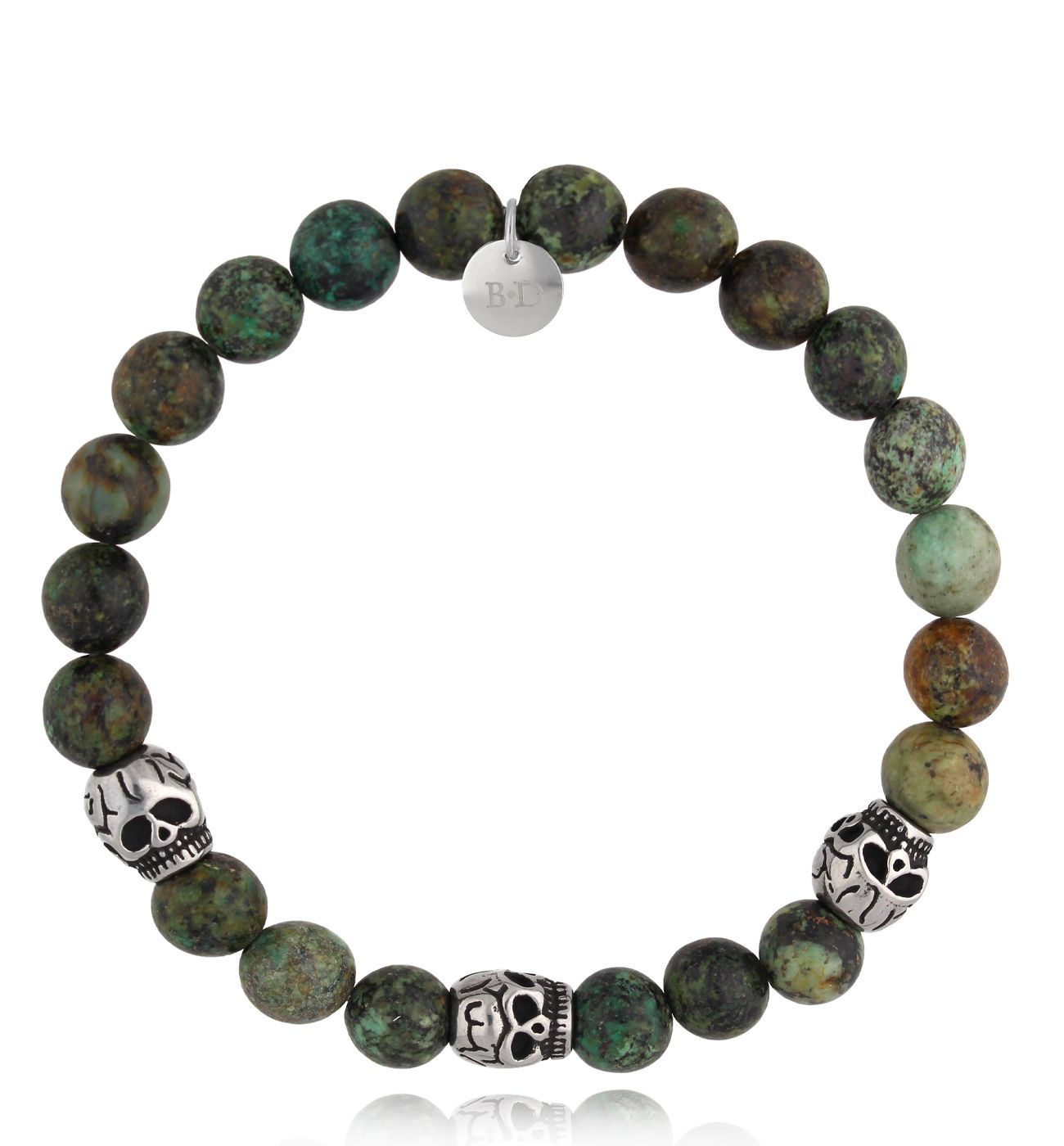 Bransoletka męska z turkusami i czaszkami Baruti 87 - By Dziubeka