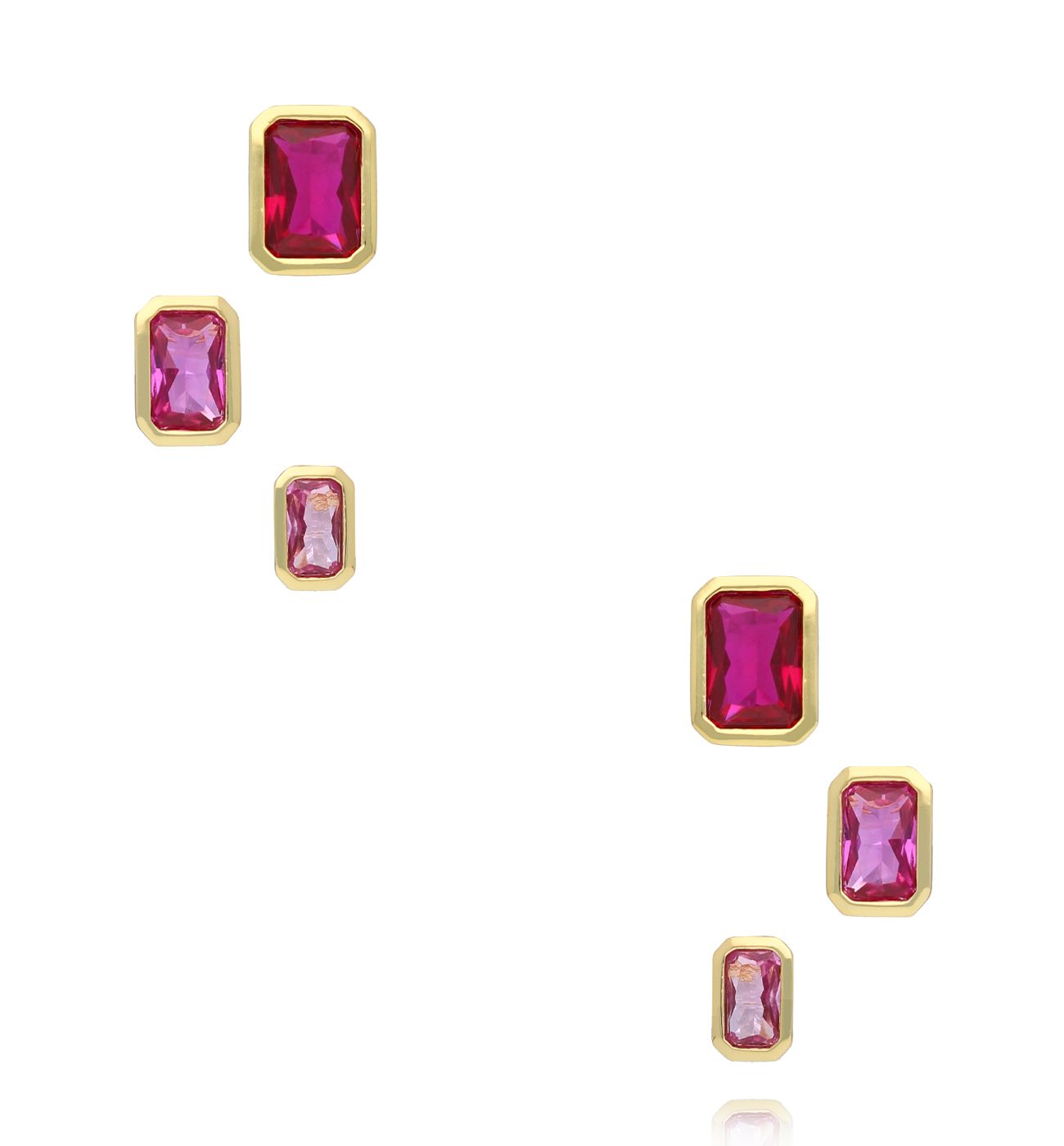 Zestaw kolczyków z fuksjowymi i różowymi cyrkoniami KSS1999