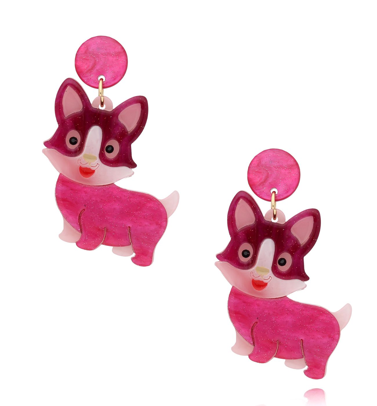 Kolczyki z fuksjowymi pieskami Dogs Lover KZA0262