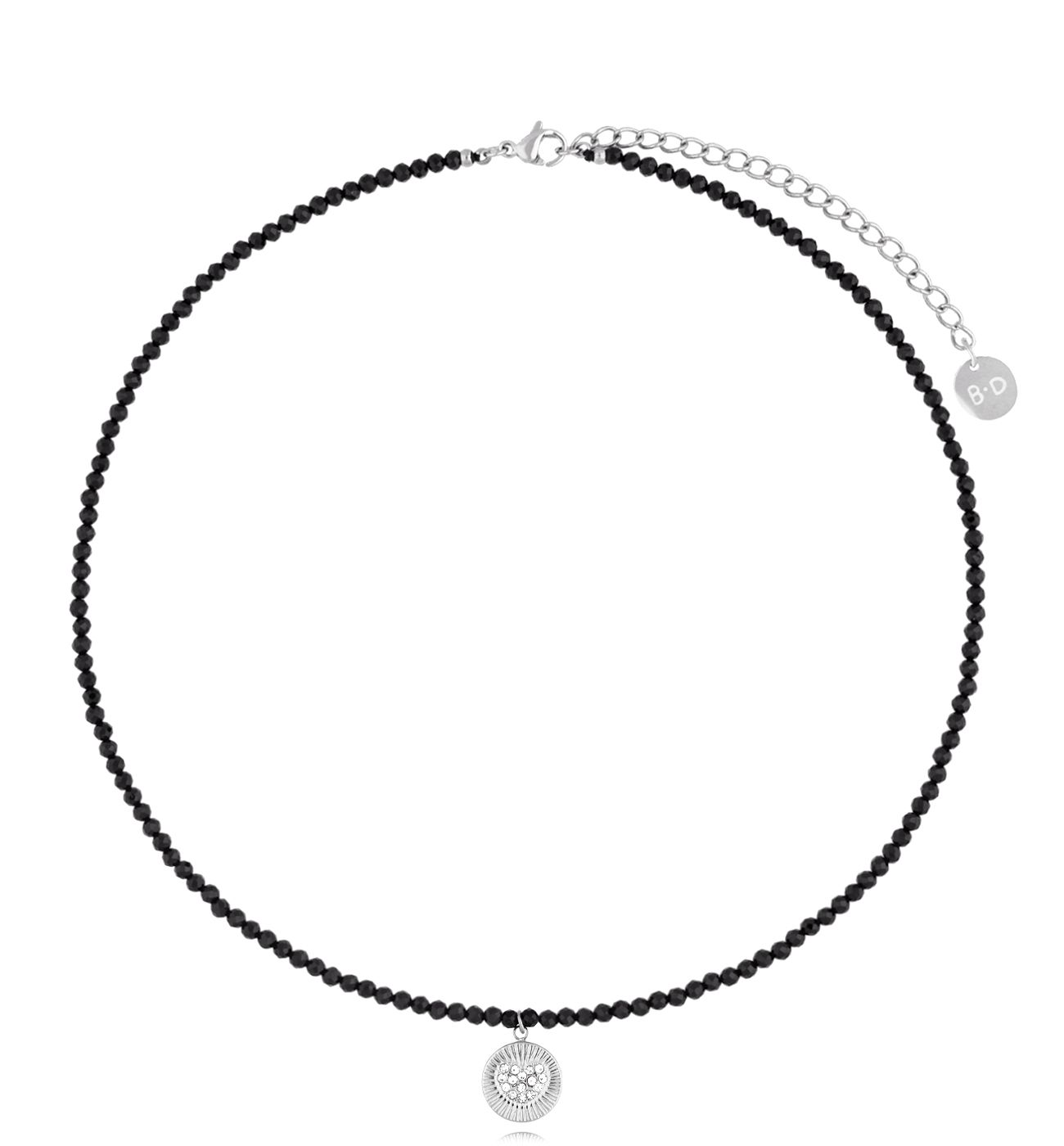 Naszyjnik z turmalinami i srebrną zawieszką z sercem Giselle - By Dziubeka