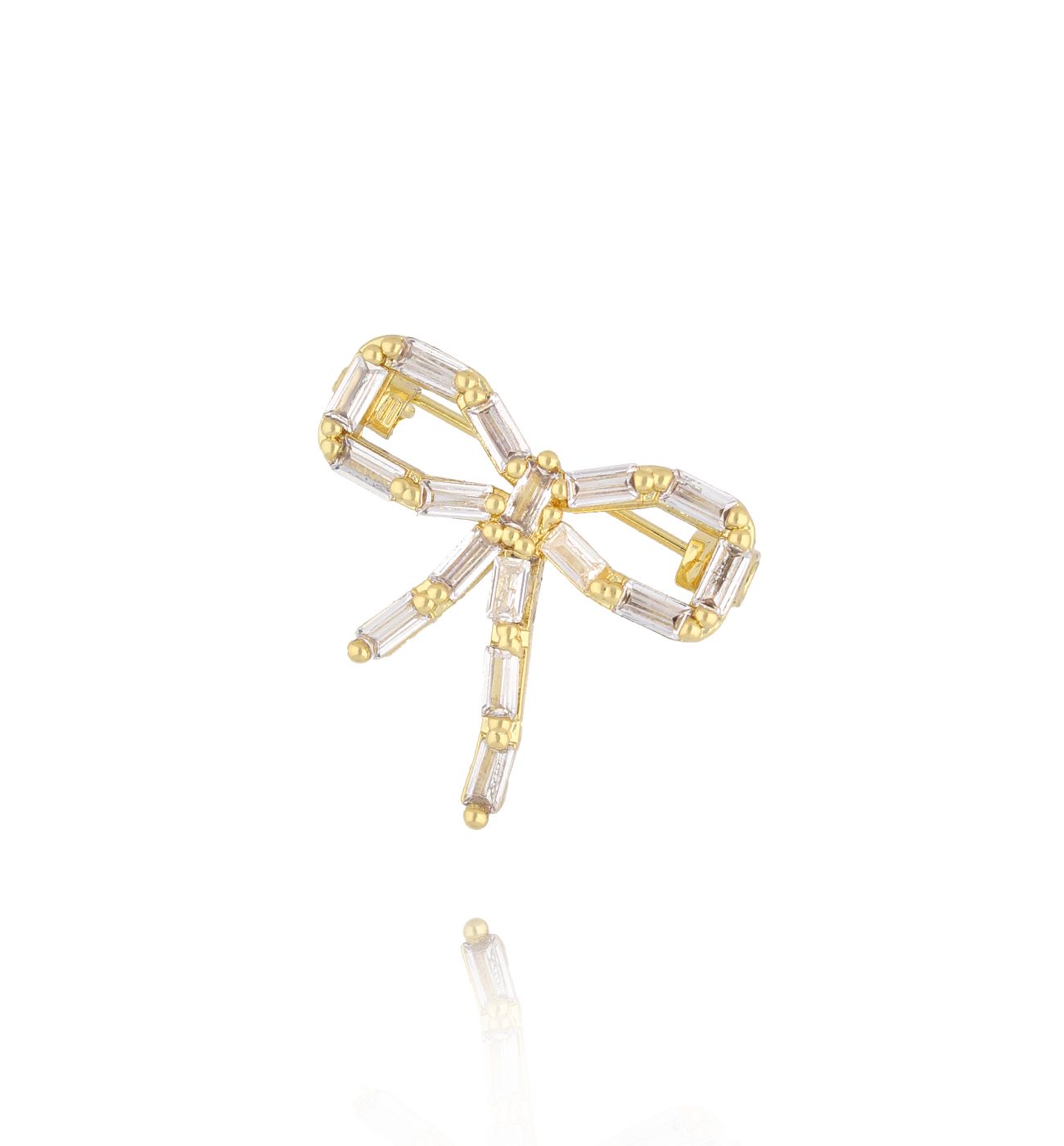 Broszka z kokardką z kryształkami BRSS0257 - By Dziubeka