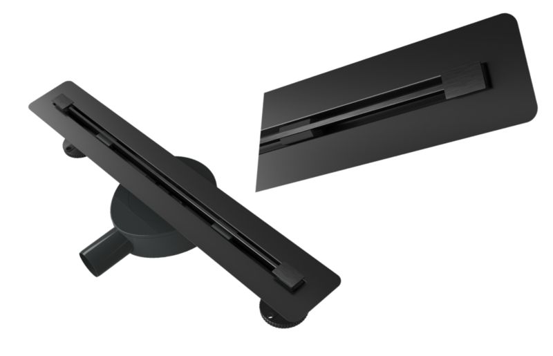 Odpływ Liniowy Pod Płytkę 50cm Granitan Luno Czarny Stal 2w1 Prysznic Brodzik Syfon 1szt.