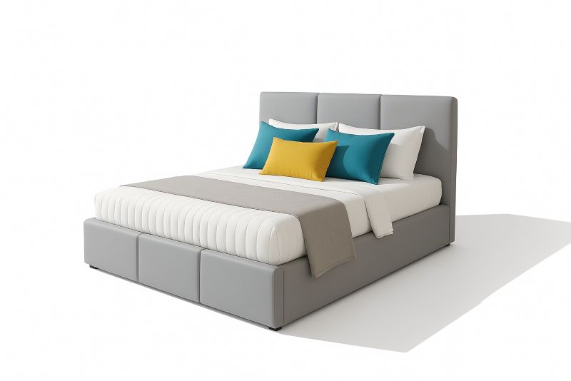 Łóżko tapicerowane z pojemnikiem Bonni VELORA 120x200 eko skóra szare 1 szt.