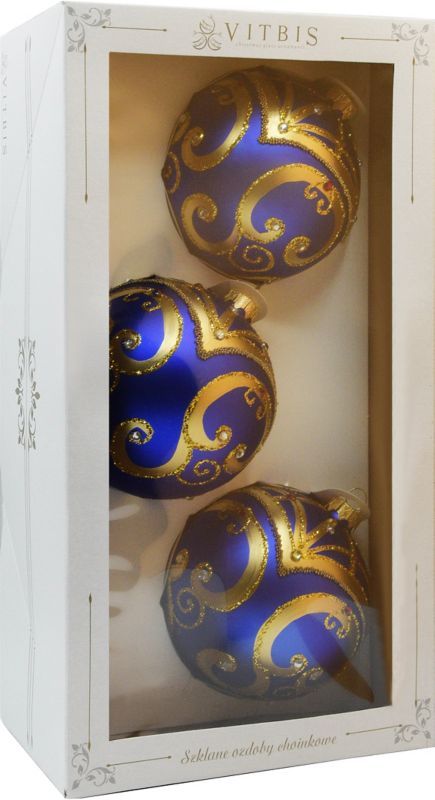 Bombka szklana dekorowana 100 mm 3 szt. wersja 4