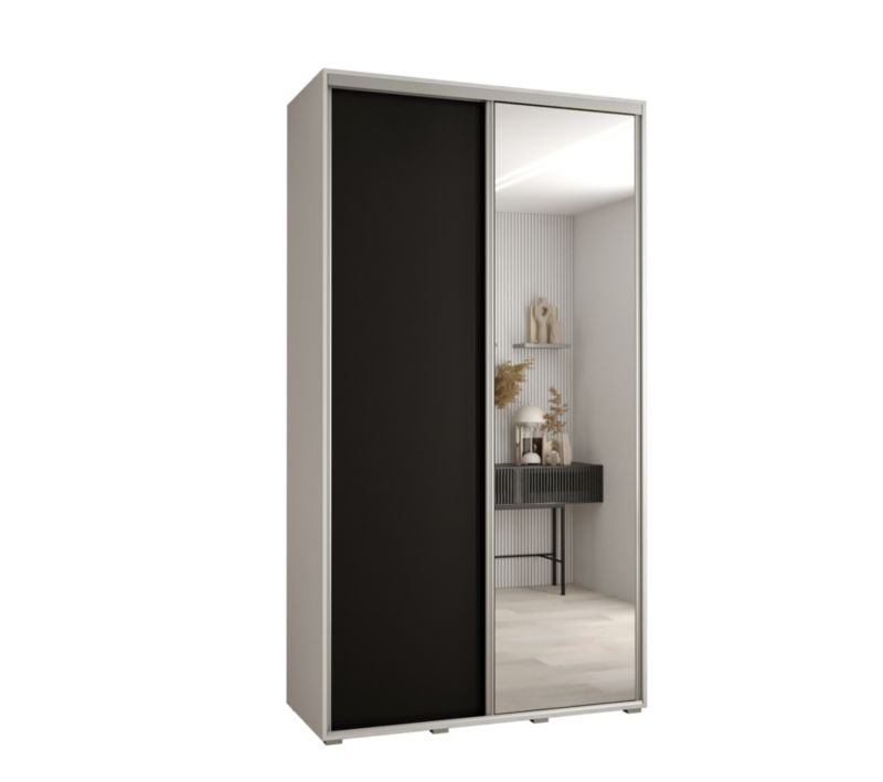 Szafa przesuwna Abiks DAVOS 3 wysoka szer.130cm gł.45cm biały/czarny/srebrny 1szt.