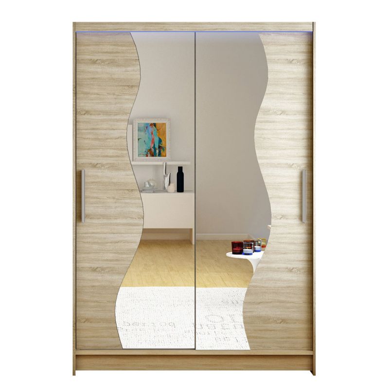 Szafa MIRJAN 24 z drzwiami przesuwnymi Miami S z oświetleniem RGB dąb sonoma/lustro 1 szt.