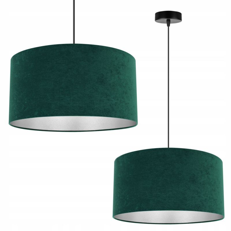 Lampa sufitowa wisząca Light Home LH Mediolan Welur 1x E27 60W zimny butelkowy zielony/srebrny 40cm 1szt.