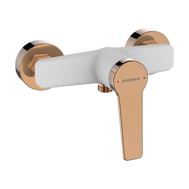 Bateria prysznicowa Kuchinox Alanis biała/różowe złoto ścienna 1 szt.